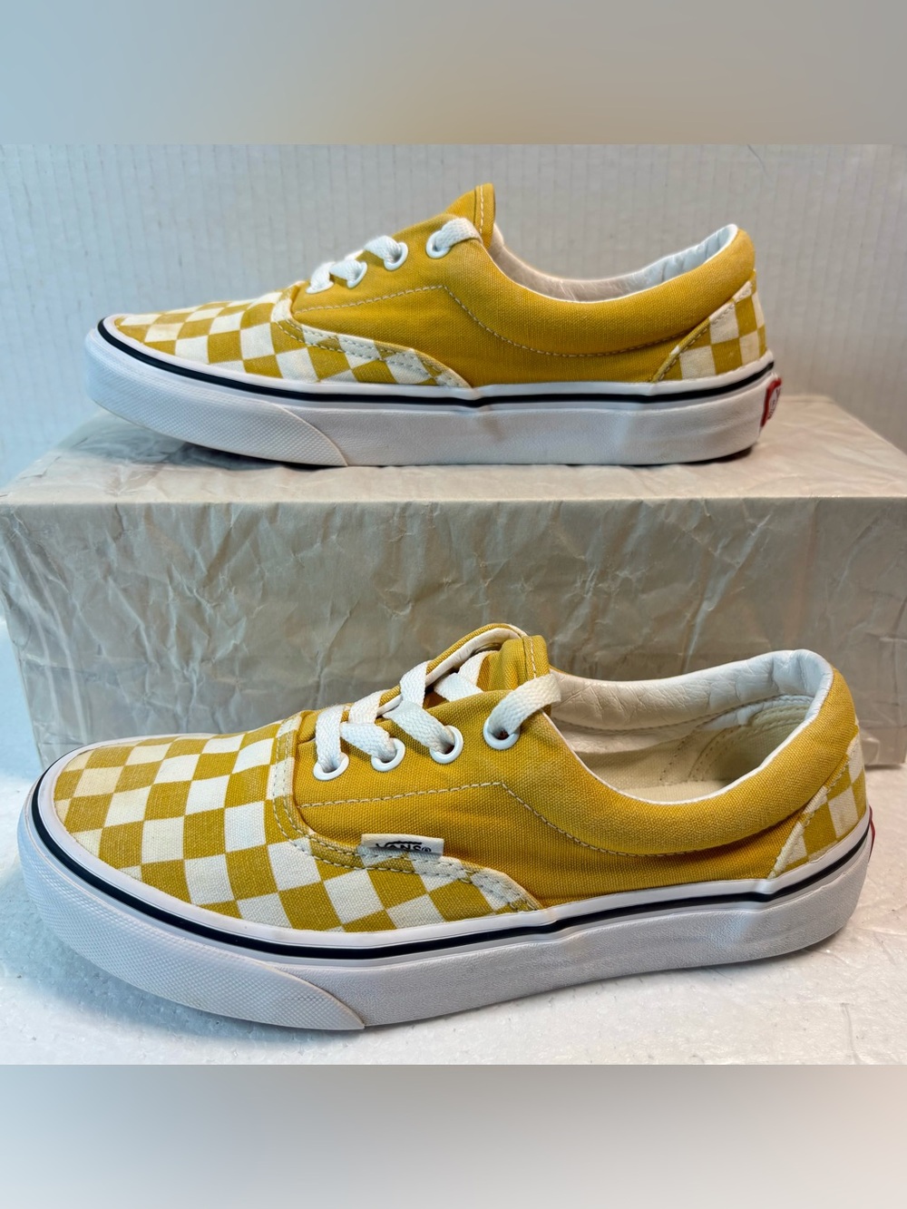Vans Yellow and White Checkerboard Low Top Sneakers - Picture 11 of 14